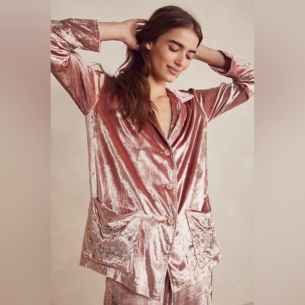 NWT Free People velvet embroidered shirt jacket - size M and L available